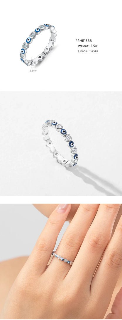 MODIAN 925 Sterling Silver Blue Ghost Eyes Ring — Sparkling Cubic Zirconia for Women