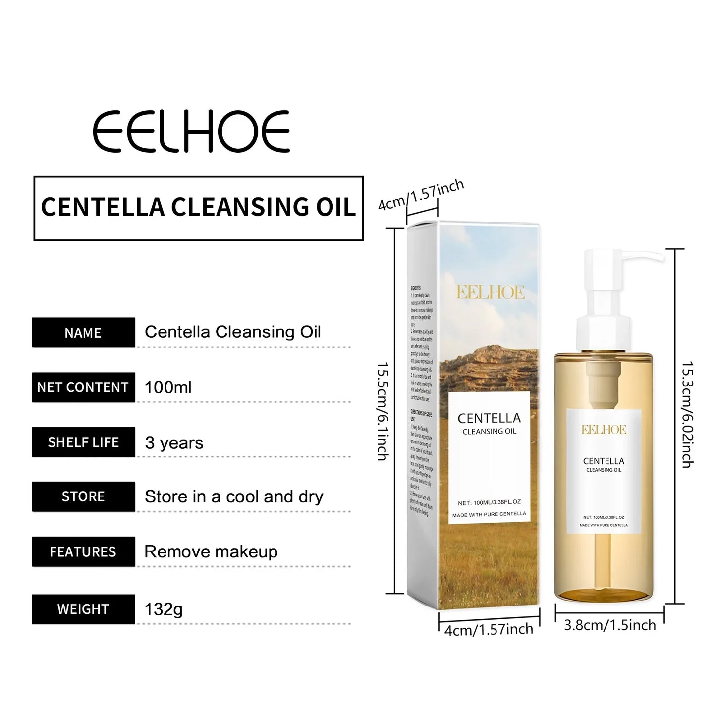 EELHOE Centella Cleansing Oil – Moisturizing Facial Makeup Remover for Sensitive Skin, Pore Shrinking & Deep Cleansing