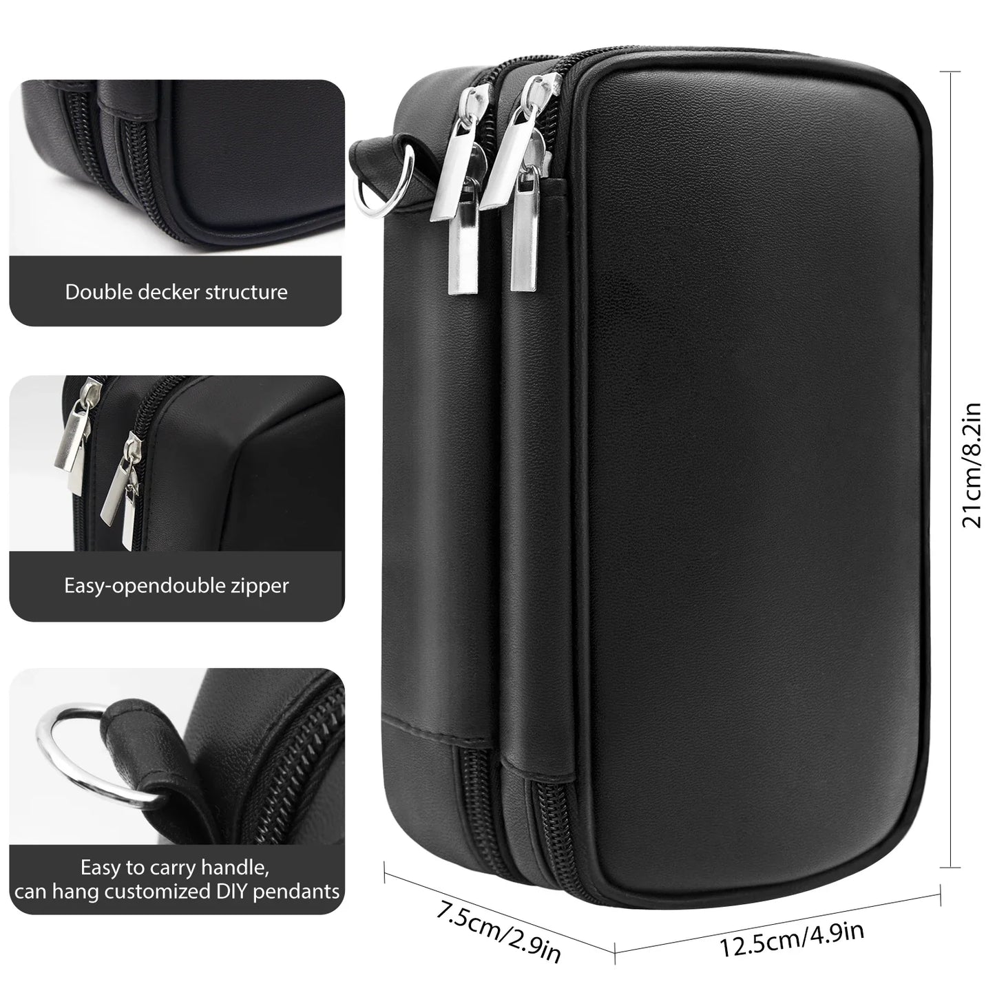 Insulin Travel Bag for Diabetics, PU Leather Double Layer Organizer Case for Insulin Pens & Test Kits with Handle Medical Storage Pouch