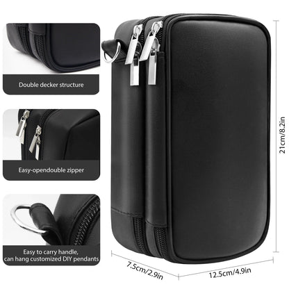 Insulin Travel Bag for Diabetics, PU Leather Double Layer Organizer Case for Insulin Pens & Test Kits with Handle Medical Storage Pouch