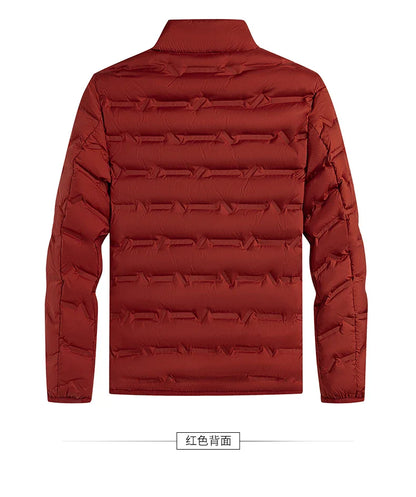 Graphene Self-Heating Down Jacket for Men – Solid Windproof, Pleated Stand Collar, Warm Winter Outerwear