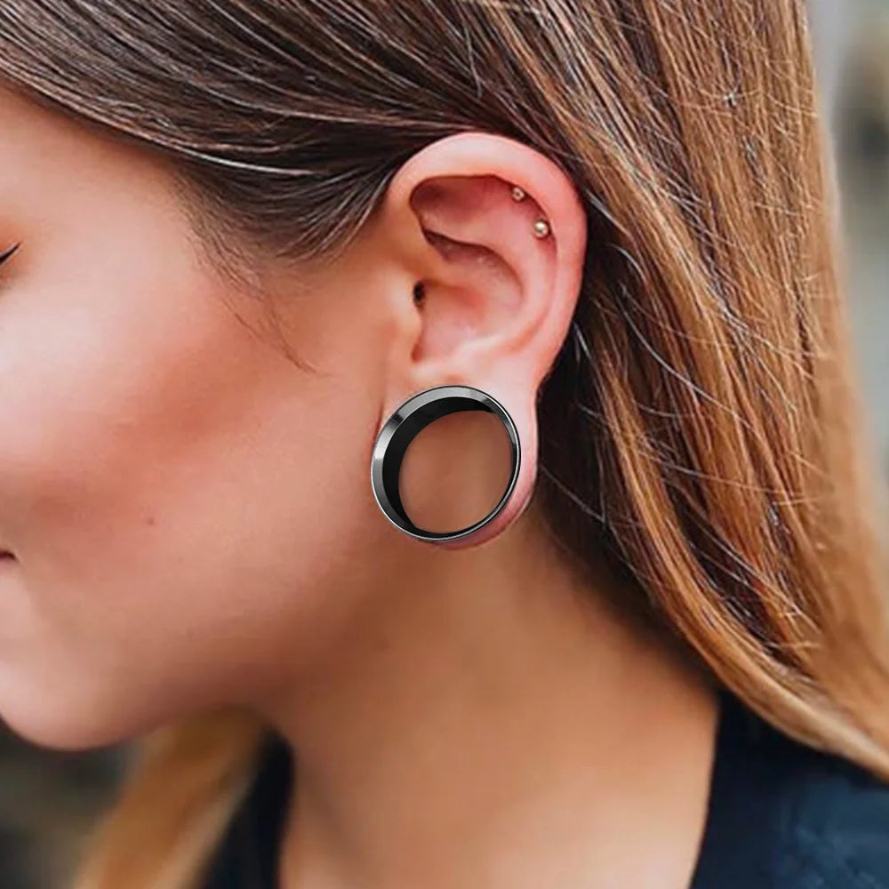 Doearko Stainless Steel Ear Gauges Round Tunnels Plugs Body Jewelry Expander for Women