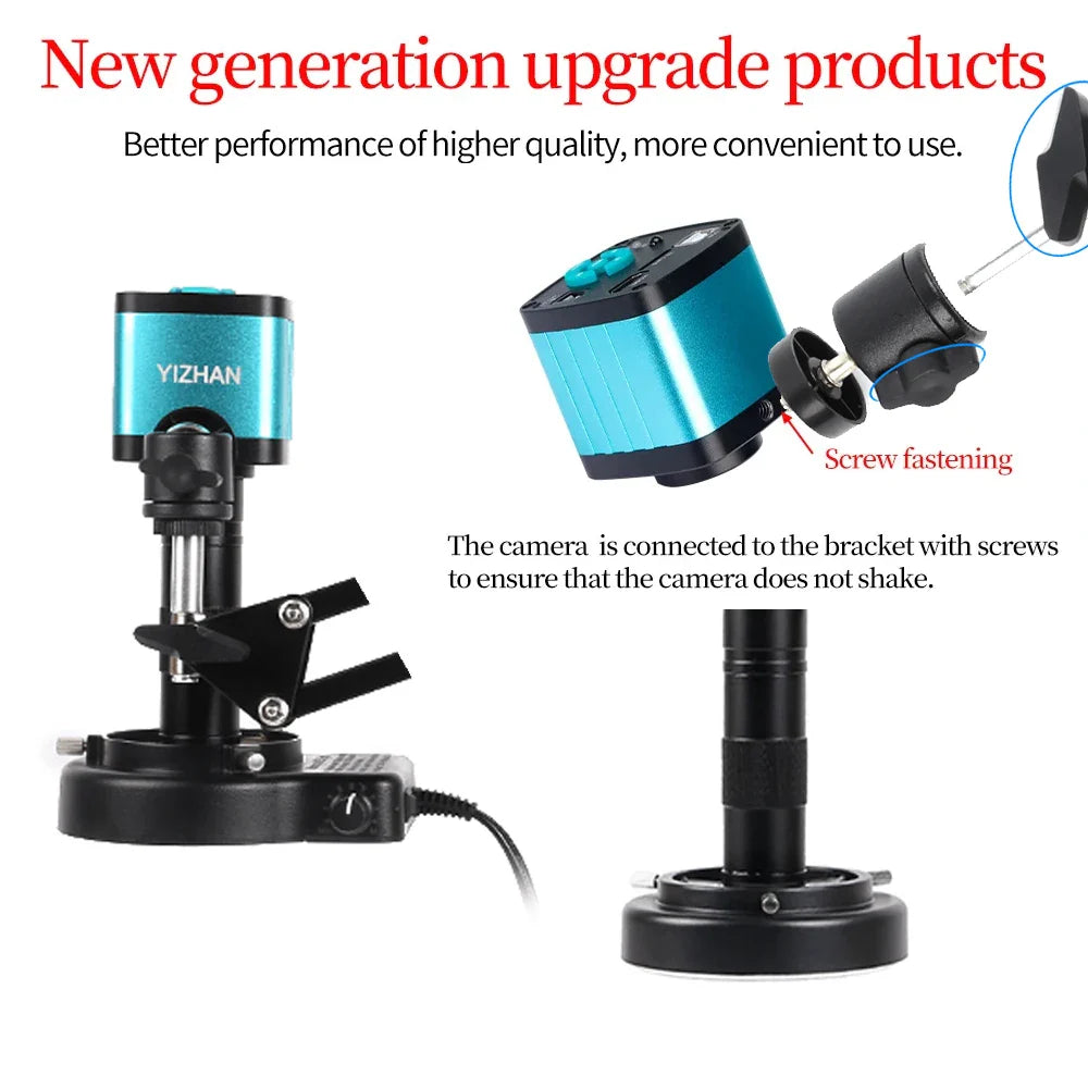 1080P 48MP 4K Digital Microscope – HDMI/USB/VGA Camera with 150X C-Mount & Articulated Arm for Repair