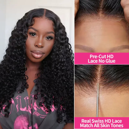 Water Wave Glueless Human Hair Wig – 13x6 HD Frontal, 250% Deep Wave Lace Front & 7x5 HD Lace Closure Wig Sale