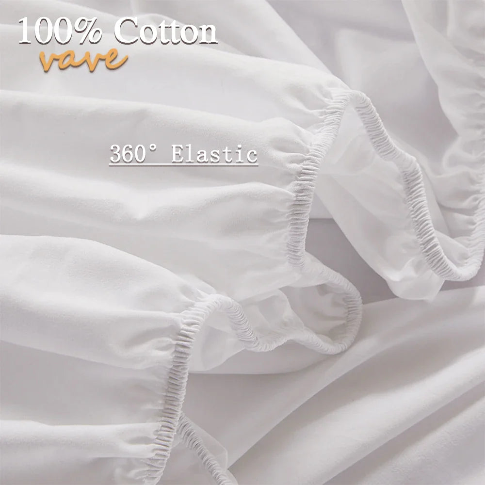 100% Cotton Fitted Sheet — Non-Slip, Adjustable Mattress Cover with Elastic Bands for Single, Double, Queen & King Beds (140/160/200cm)