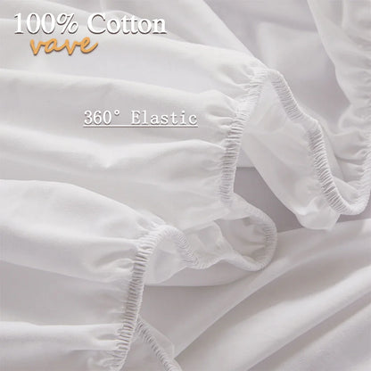 100% Cotton Fitted Sheet — Non-Slip, Adjustable Mattress Cover with Elastic Bands for Single, Double, Queen & King Beds (140/160/200cm)