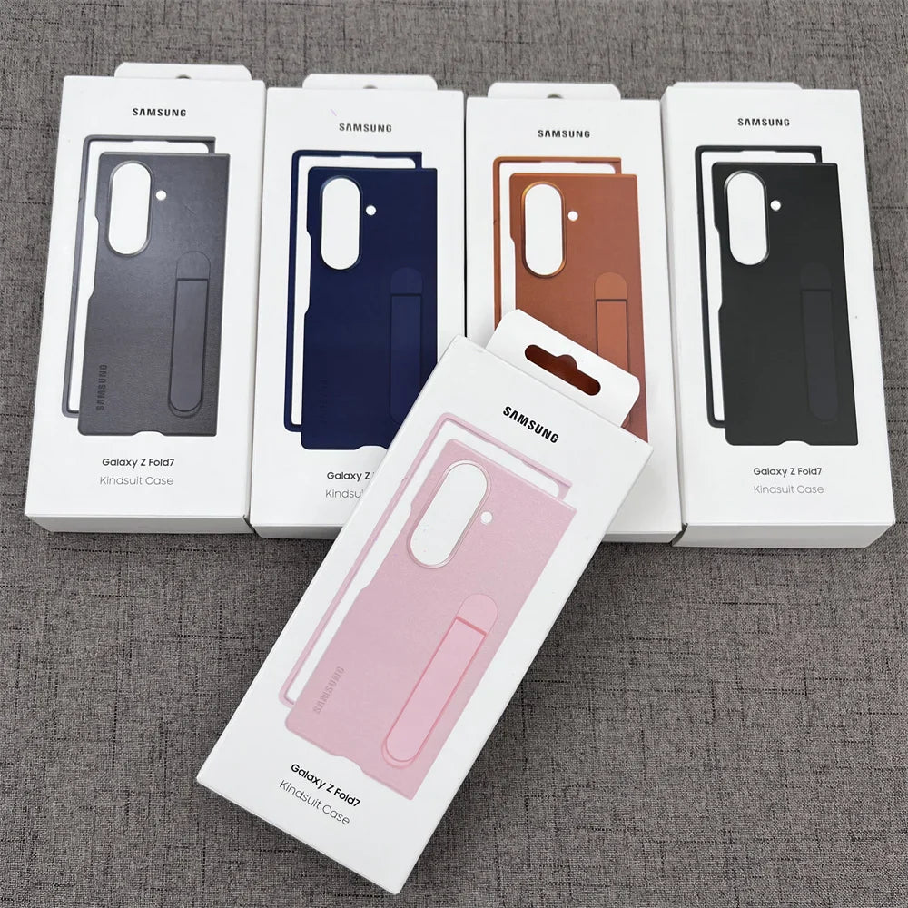 Luxury Leather Kindsuit Phone Case for Samsung Galaxy Z Fold 7 5G – Soft Touch Full-Body Protective Cover with Stand