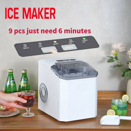 Automatic Mini Electric Ice Cube Maker – Portable Ice Machine for Bar, Home, Kitchen & Office, 9 Cubes in 6 Minutes