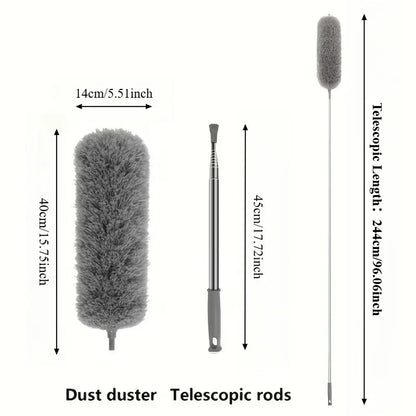 Extendable Microfiber Duster - Retractable Washable Dust Brush for Ceiling & Home Cleaning