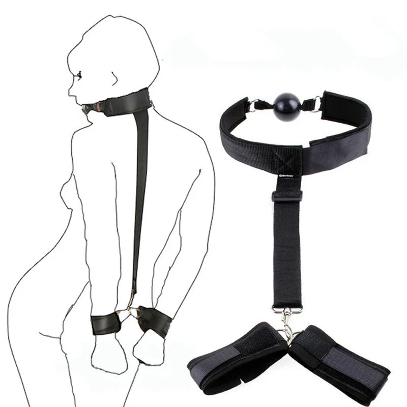 Adjustable BDSM Bondage Set – Handcuffs, Ankle Cuffs & Open Leg Restraints for Couples, Adult Fetish Games for Women