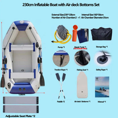 PVC 3-Layer Inflatable Boat – Wear-Resistant Fishing Kayak for 2-6 Persons, Rowing Canoe & Sports Boat