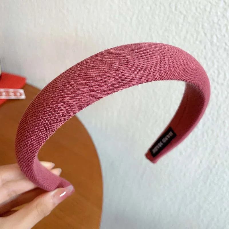 Vintage Red Woolen Velvet Headband – Women's Side Sponge Hair Hoop for Christmas & Fashion Accessories