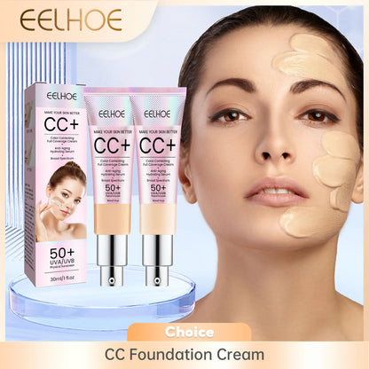 CC Foundation Cream – Natural Moisturizing, Waterproof, Brightening Concealer with Oil-Control & Long-Lasting Coverage