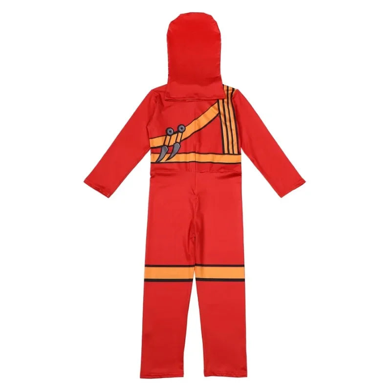 Boys Japanese Ninja Onesie Costume – Printed Green Cartoon Anime Mask, Samurai Fork, Halloween Dress Up & Party Outfit