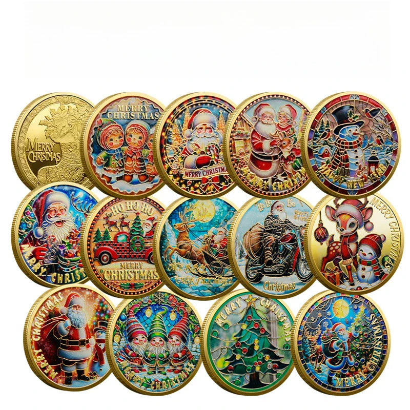 Christmas Commemorative Coin – Santa Claus Carriage & Boots Lucky Holiday Collectible Badge
