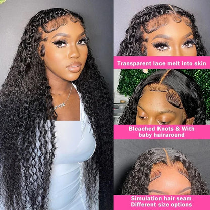 Deep Wave HD Lace Frontal Wig – 13x4/13x6 Water Wave Curly 30” Human Hair Lace Front Wig Clearance Sale
