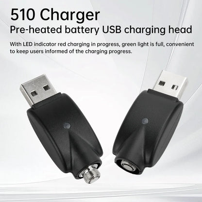 510 Smart USB Charger Adapter – Portable LED Indicator with Overcharge Protection for Battery Rod & Power Bank 4.2V/420mAh