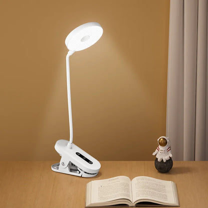 Clip-On LED Desk Lamp – Portable Book Light with Stepless Dimming, 1200mAh Eye Protection for Reading & Study