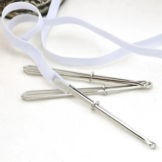 2pcs Stainless Steel Garment Clips - Sewing DIY Tools for Elastic Band Tape, Punch, Cross Stitch Threader - Wear Rope Elastic Clamp