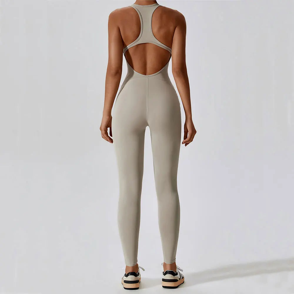 Women's Yoga Jumpsuit Fitness Set - Gym Clothing and Pilates Workout Clothes with Push-Up Activewear