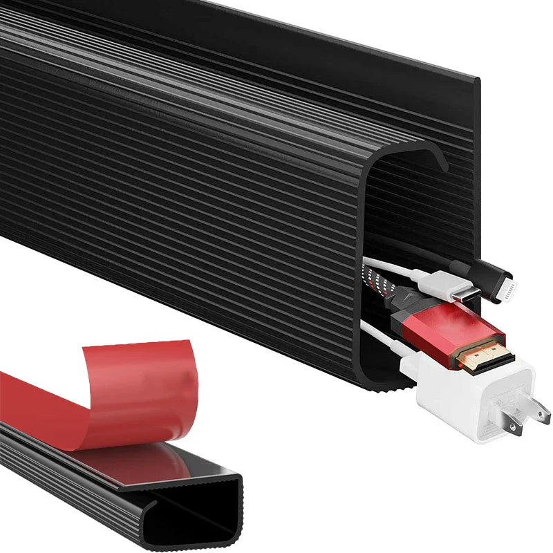White Channel Desk Cable Organizer – No-Drill Under Desk Cable Management Tray & Protector
