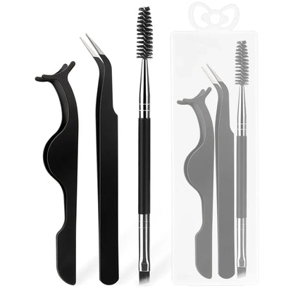 3PCS Eyelash Tool Set with Storage Box – Lash Applicator, Comb & Brush Kit for Eyelash Extension and Grooming
