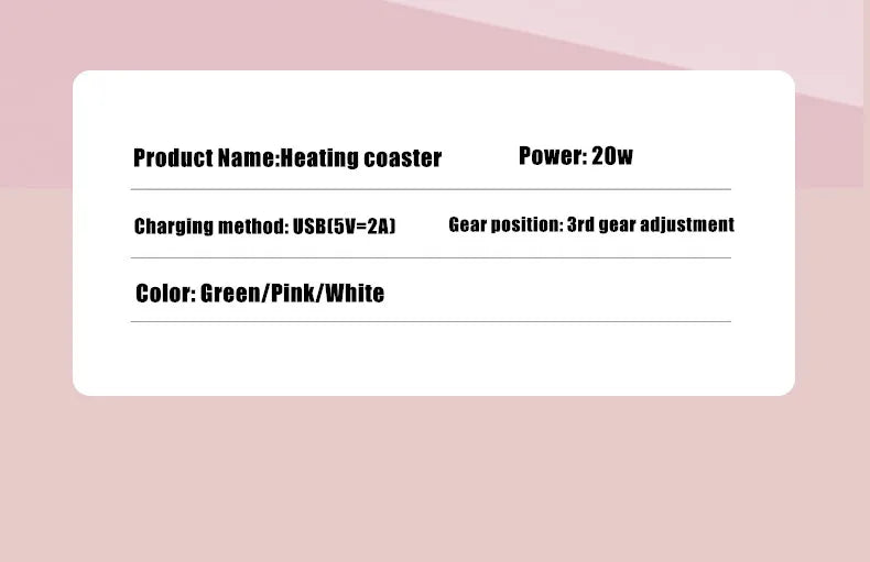 Thermostatic USB Heating Coaster with 3-Speed Adjustment – 55°C Constant Temperature for Home Use