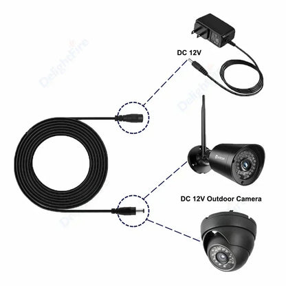 DC Power Extension Cable - 5.5x2.1mm Male Female Jack Cord for LED Strip, CCTV Camera & 5V/12V Devices