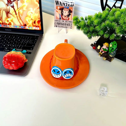 One Piece Mug – Creative Three Brothers Hat Shaped Coffee Cup, Anime Chopper, Ace & Sabo Ceramic Water Cup for Parties