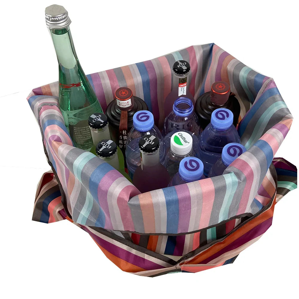 Large Foldable Shopping Bag - Reusable, Tear-Proof Nylon Grocery Bag Suitable for Recycling and Gifts