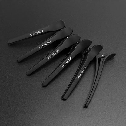 12pcs Salon Alligator Hair Clips - Non-Slip Plastic Clamps for Hairdressing, Black Hair Care Styling Tools