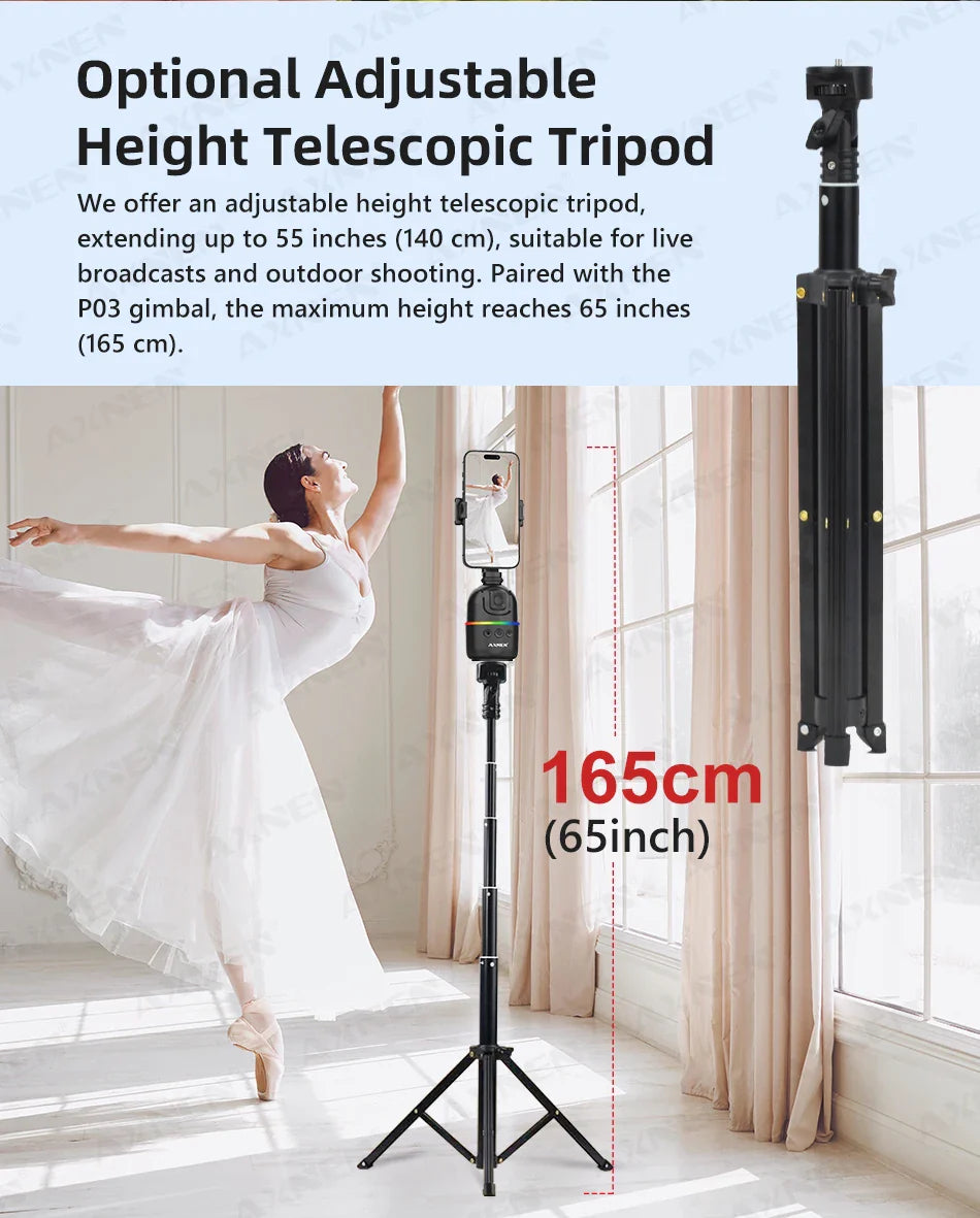 Smart Auto Face Tracking AI Gimbal – 360° Desktop Vlog Stabilizer for Smartphone & Action Camera (Tripod Optional)