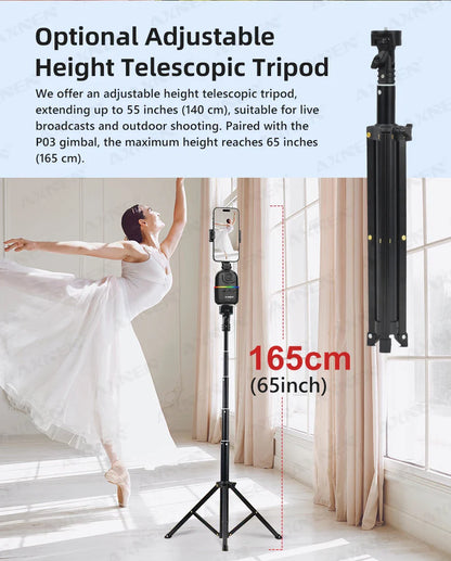 Smart Auto Face Tracking AI Gimbal – 360° Desktop Vlog Stabilizer for Smartphone & Action Camera (Tripod Optional)