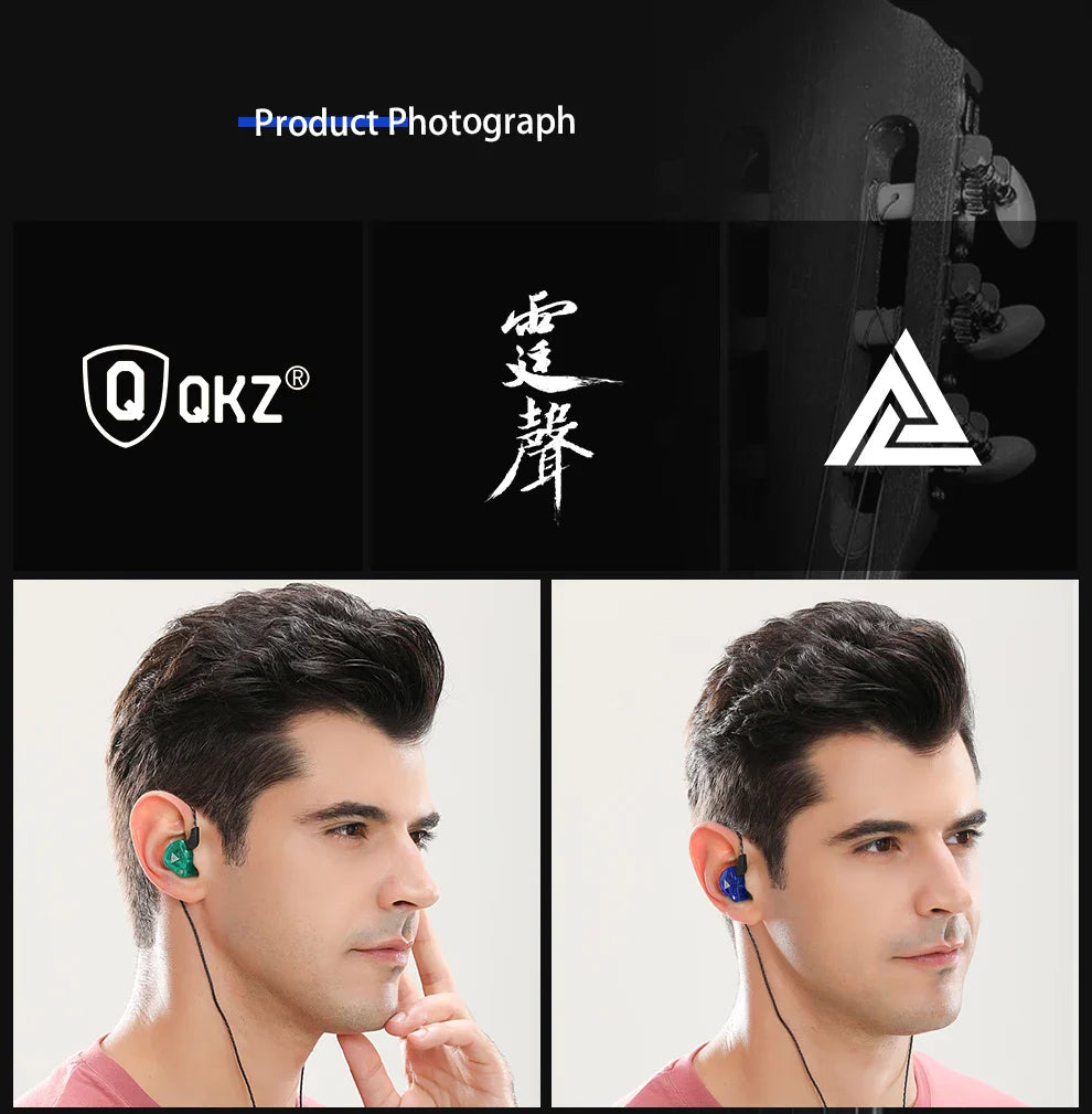 QKZ AK6 In-Ear Earphones - 6 Dynamic Drivers, Stereo Headphones with Mic, Sports HIFI Subwoofer Monitor Earbuds