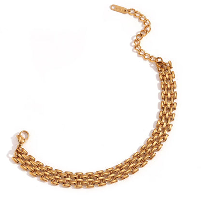 E.B.belle 18K Gold Plated Stainless Steel Chain Bracelet Watch Strap Necklace – Women’s Luxury Fashion Jewelry Accessories
