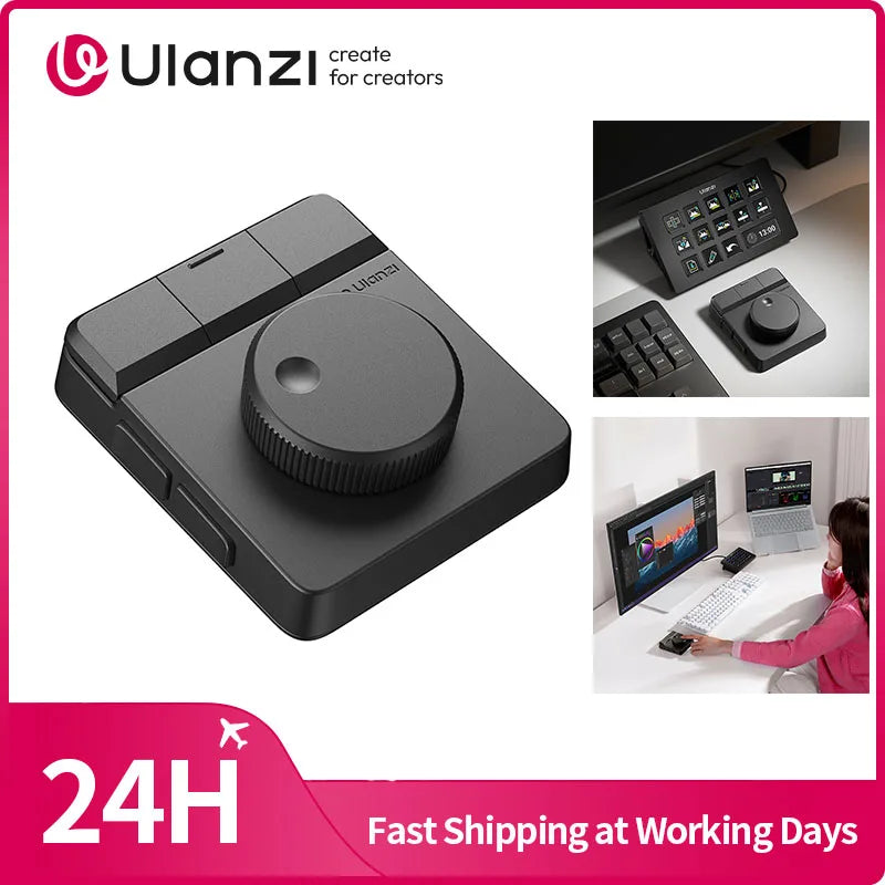 Ulanzi D100H Creative Dial Controller – RGB Keypad for Video & Photo Editing, Smart Lighting Control for Studio Setup