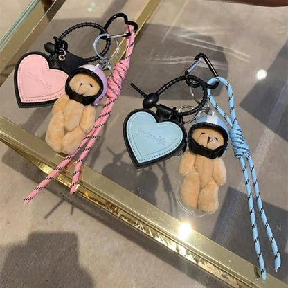 2024 Cute Electric Car Bear Plush Key Pendant – Trendy Dachshund Bag Charm for Girls’ School Bags