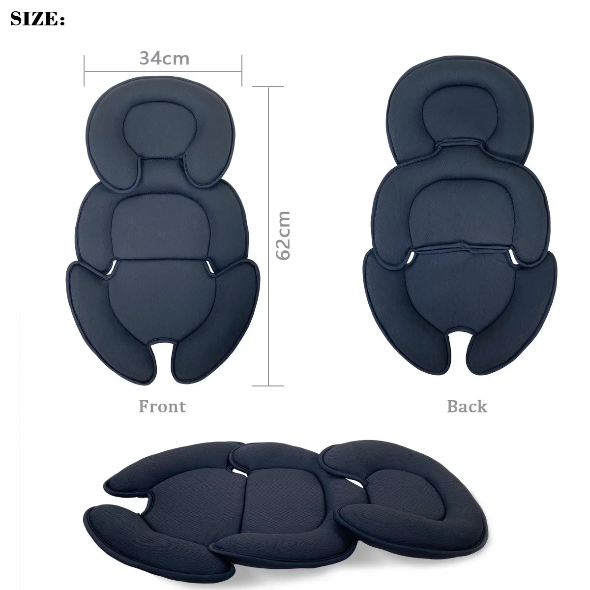 Universal Baby Stroller Seat Cushion — Head & Body Support Pillow for Newborns, Doona Car Seat & Stroller Accessories