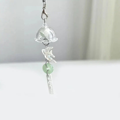Y2K Green Flying Bird Beaded Keychain – Wind Chime Charm for Phone, Camera, Earphone Case