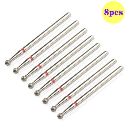 8pcs Diamond Nail Drill Bit Set - Rotary Electric Milling Cutters for Pedicure, Manicure, Cuticle Burr & Nail Tools Accessories