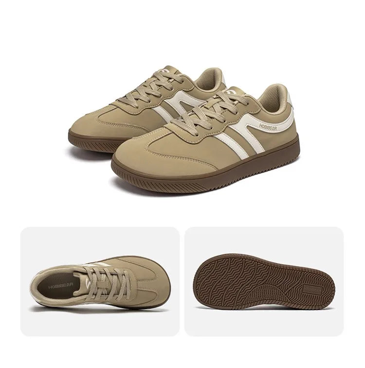 HOBIBEAR Unisex Wide Toe Sneakers – Retro Casual Lace-Up Leather Shoes for Men & Women
