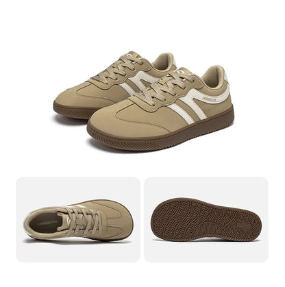 HOBIBEAR Unisex Wide Toe Sneakers – Retro Casual Lace-Up Leather Shoes for Men & Women
