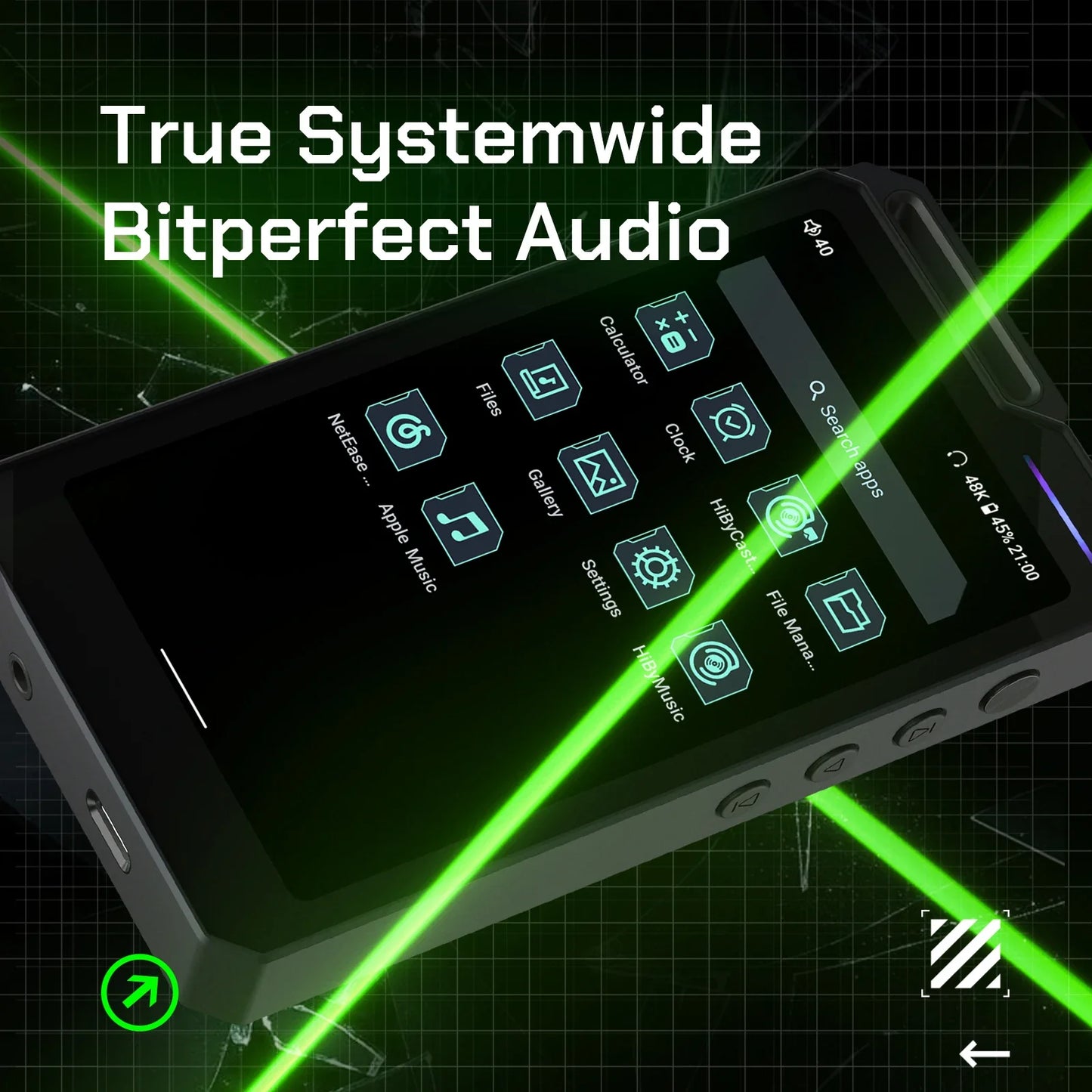 HiBy R4 HiFi Music Player — Android 12 MP3 Audio Player with ES9018Q2M×4, Bluetooth, WiFi, DSD256, MQA, USB DAC, Headphone AMP, 4.7" OPA1652, 11hr Playtime