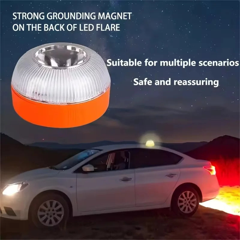 1/2PC LED Car Emergency V16 Light – Portable Magnetic Induction Strobe for Road Accidents & Warning