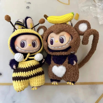 Labubu 17cm Heartbeat Macaron Monkey Toy – Stand-Up Dress-Up Jacket & Pants Suit