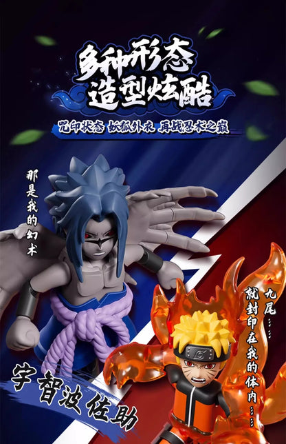 BLOKEES Original Naruto Blind Box – Nine-Tails Chakra Mode Sasuke, Gaara, Kurama, Shikamaru Assembled Action Figure Toy Gift