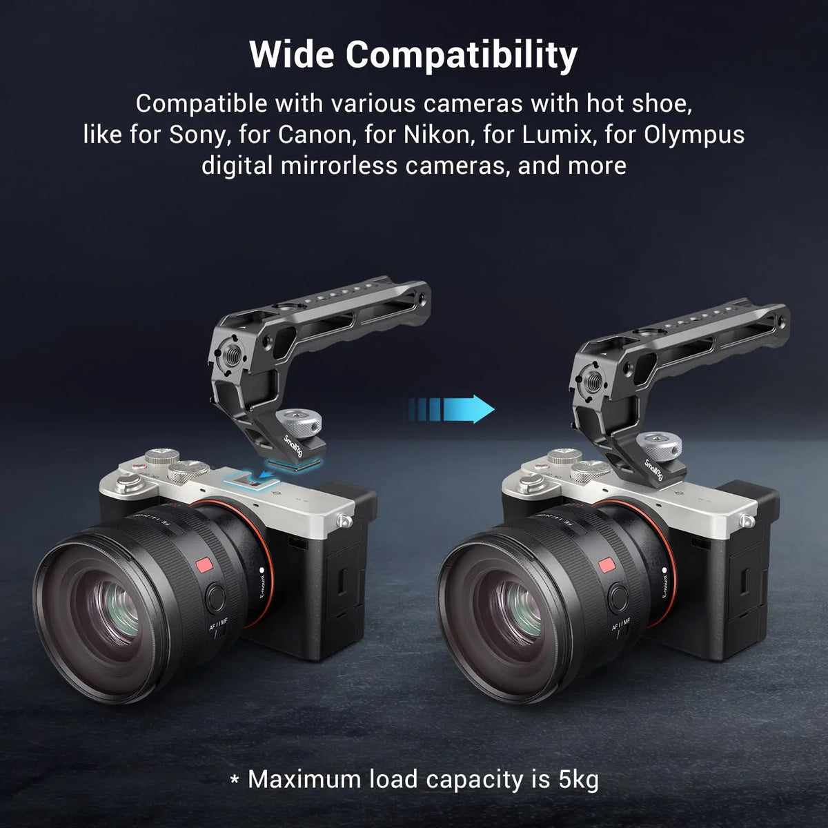SmallRig NATO Top Handle Lite with Cold Shoe: Portable Camera Handle for Sony, Canon, Nikon - Compatible with Camera Cage 3766