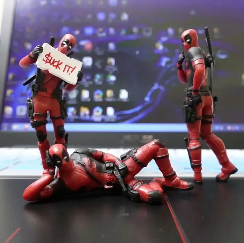 6 Desk Decoration Deadpool Figure – 8cm Marvel X-MAN Model Toy, Funny Cute Figure for Car, Home, Office