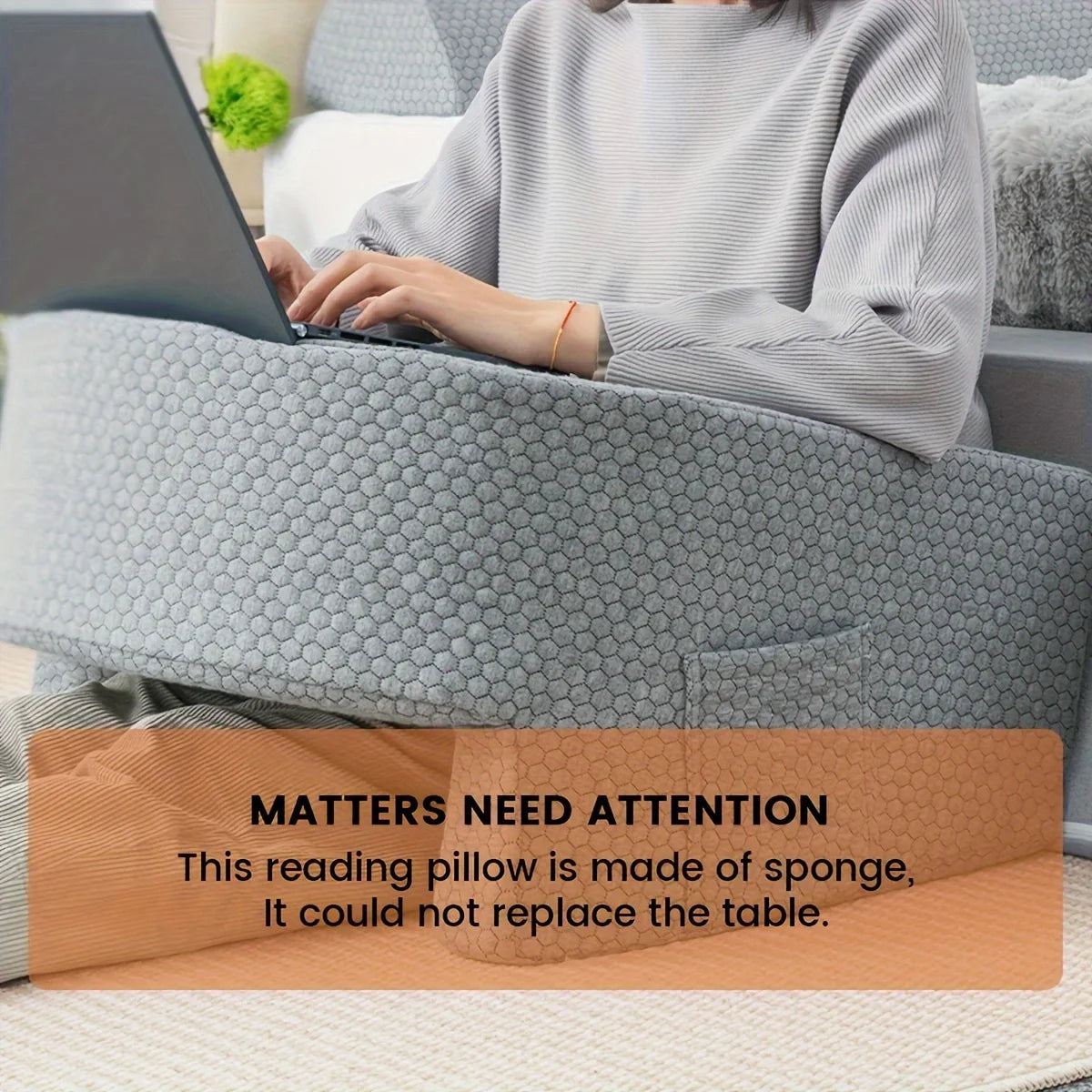 Extra Large Memory Foam Reading Pillow – Armrest Bed Pillow for Gaming, Working, and Relaxing with Removable Cover, 1 PC