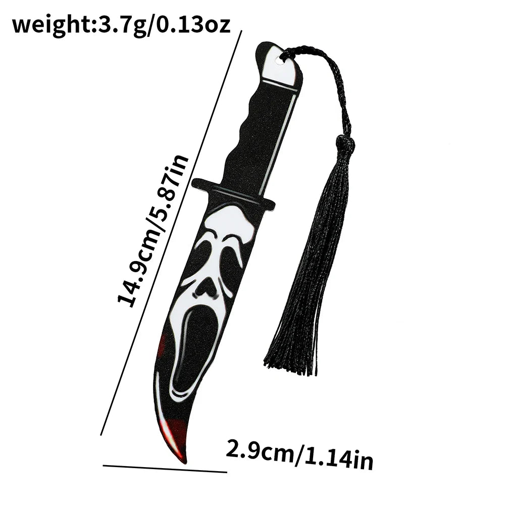 Horror Movie Fan Bookmark — Knife-Shaped Acrylic Bookmark with Tassel for Study & Reading
